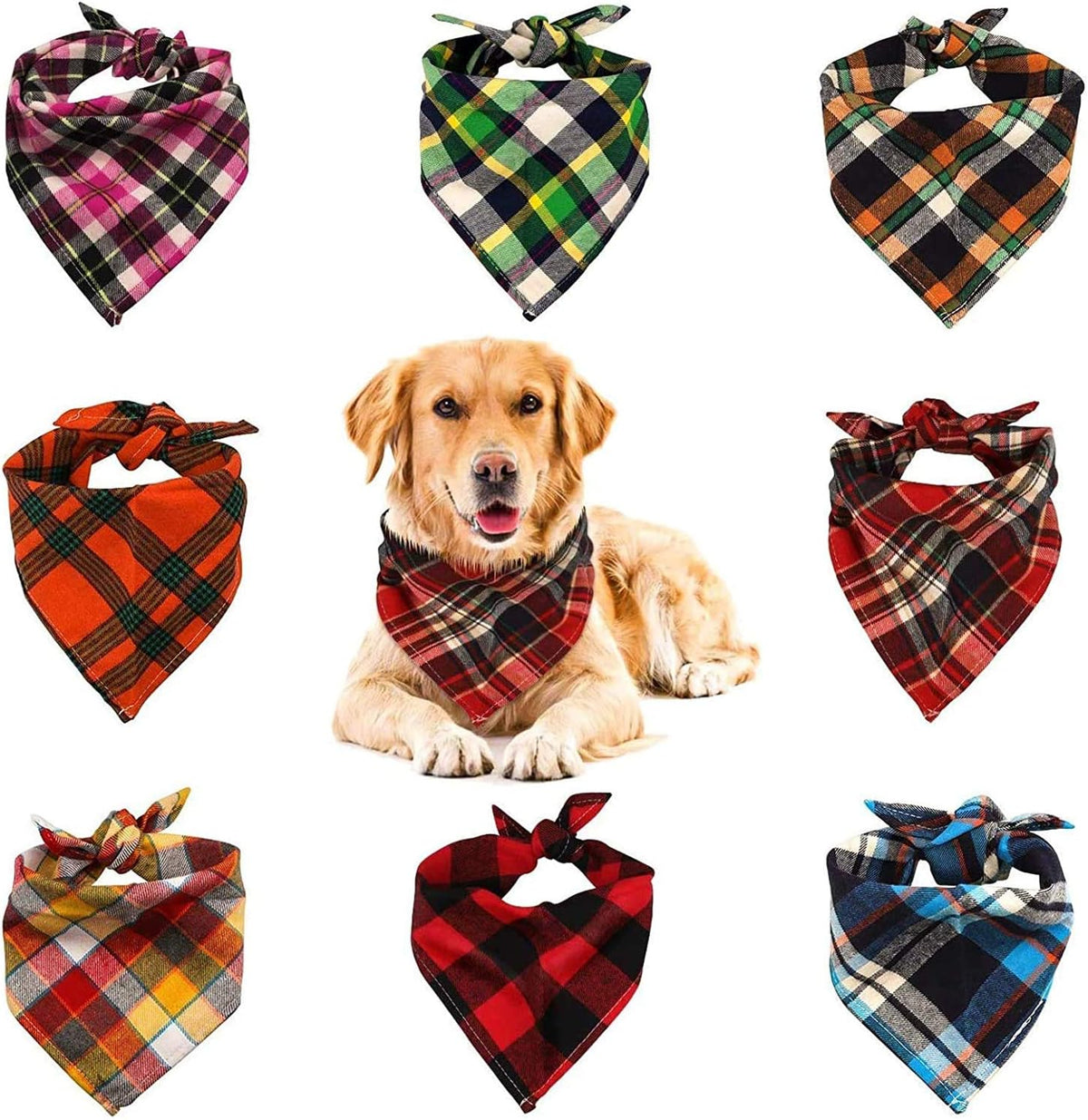 VIPITH Cotton Dog Bandanas, Pack of 8