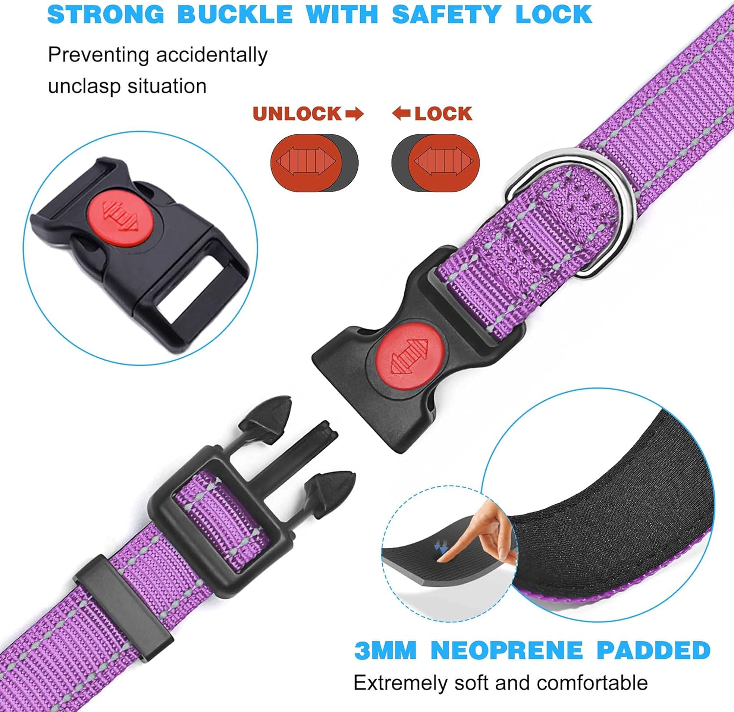 haapaw Reflective Dog Collar Padded with Soft | PetNestUK