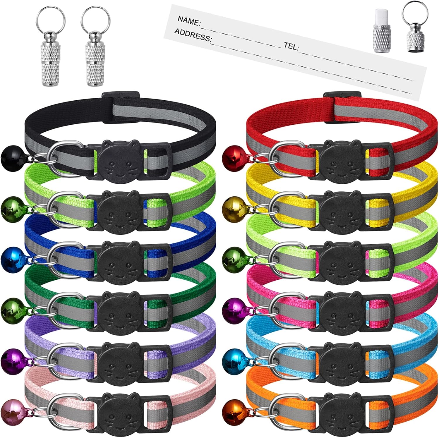 14 Piece Reflective Cat Collar Pack with | PetNestUK