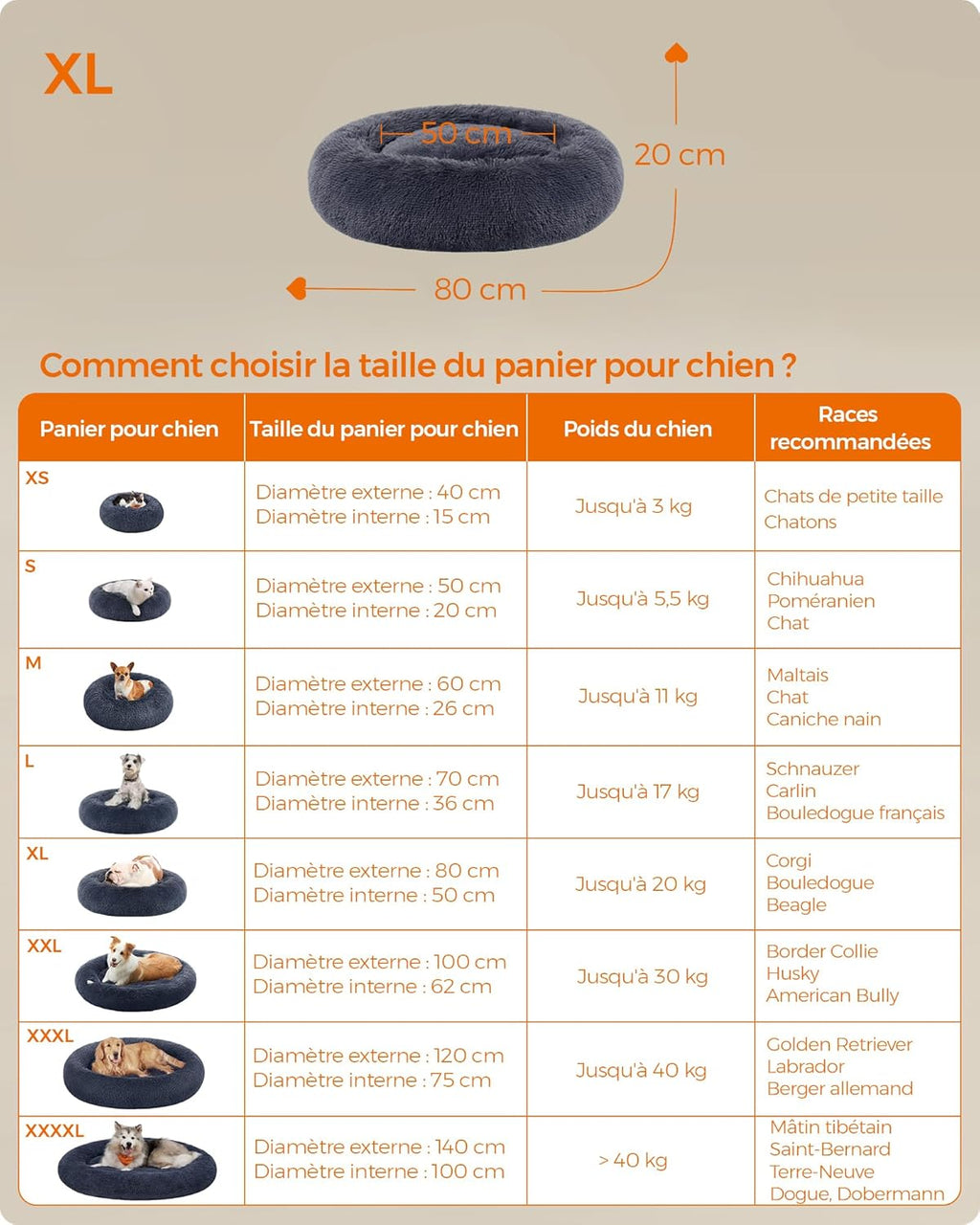 Feandrea Plush Donut Pet Bed