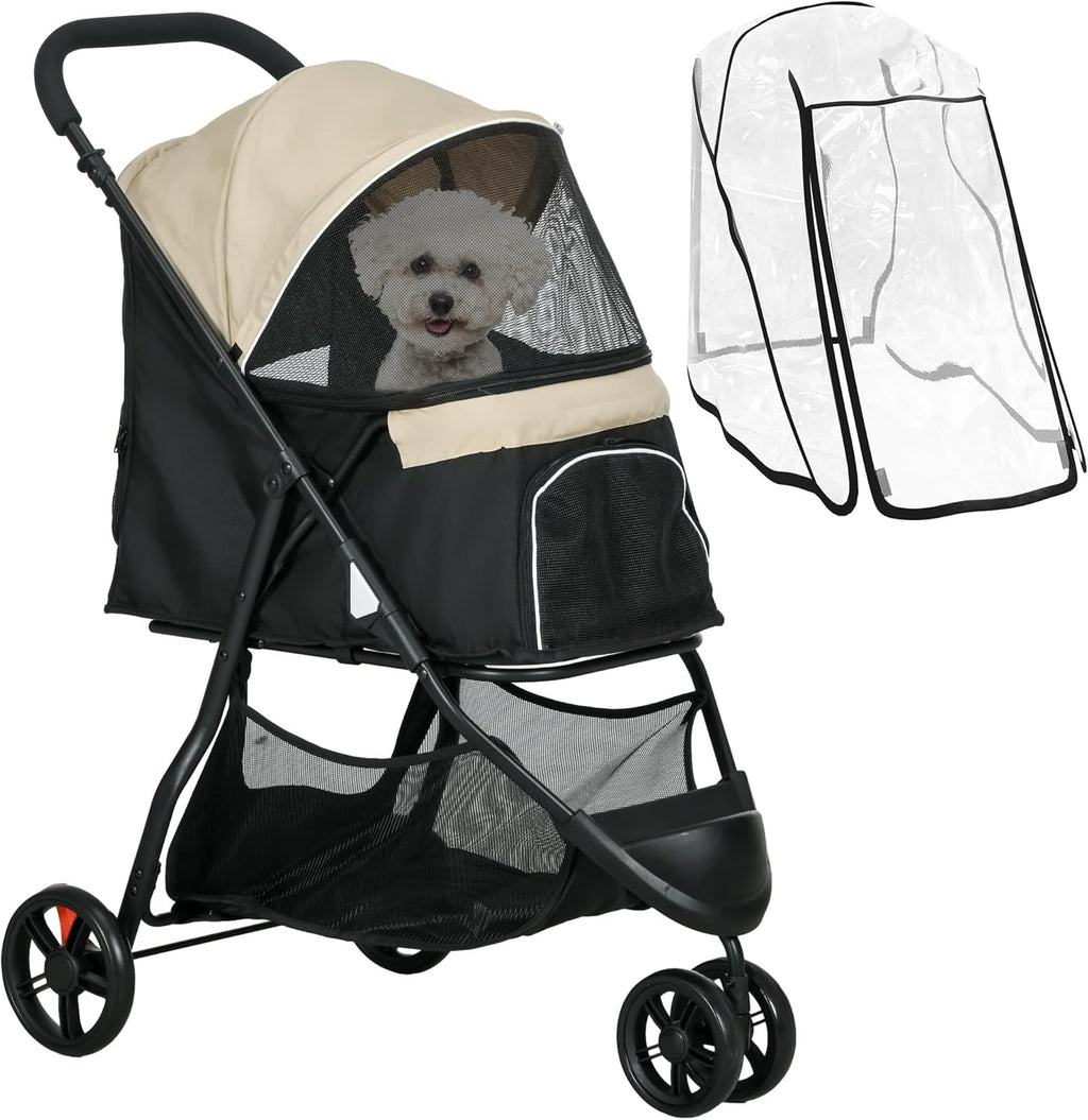 PawHut Dog Pram with Rain Cover Pet Stroller, | PetNestUK