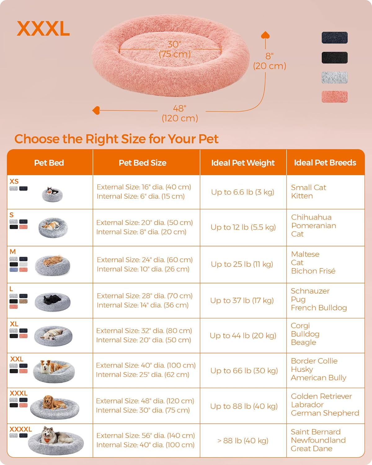 Feandrea Plush Donut Pet Bed