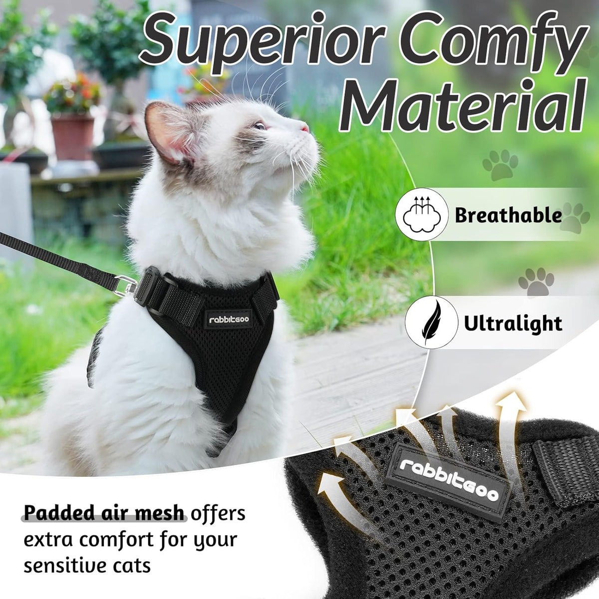 rabbitgoo Adjustable Cat Harness and Lead Set