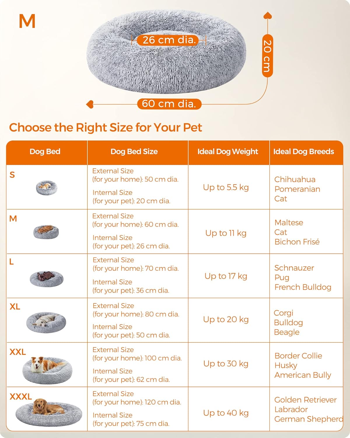 Feandrea Plush Donut Pet Bed