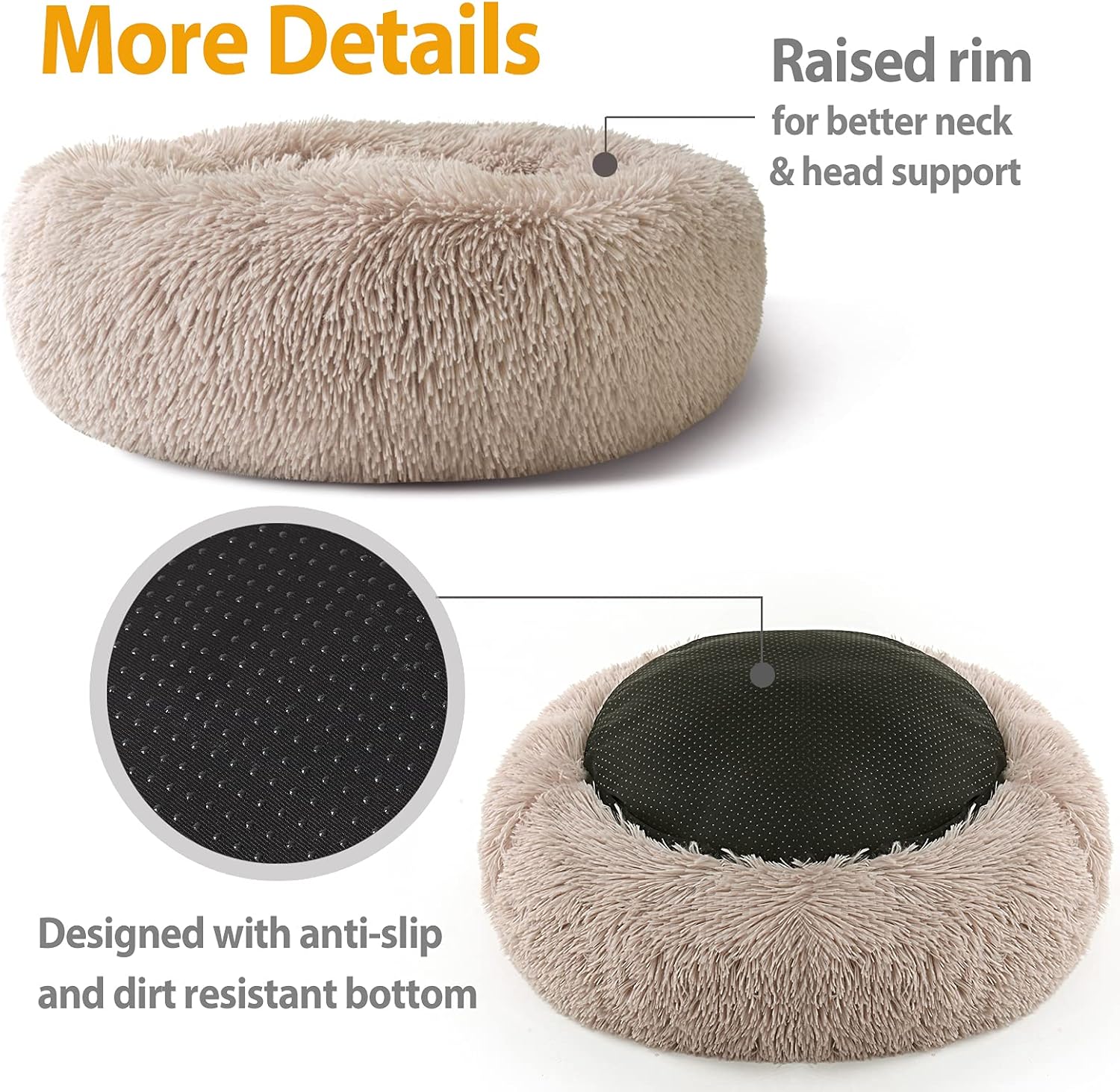 Enjamoy Plush Donut Dog Bed, Calming Round Dog | PetNestUK