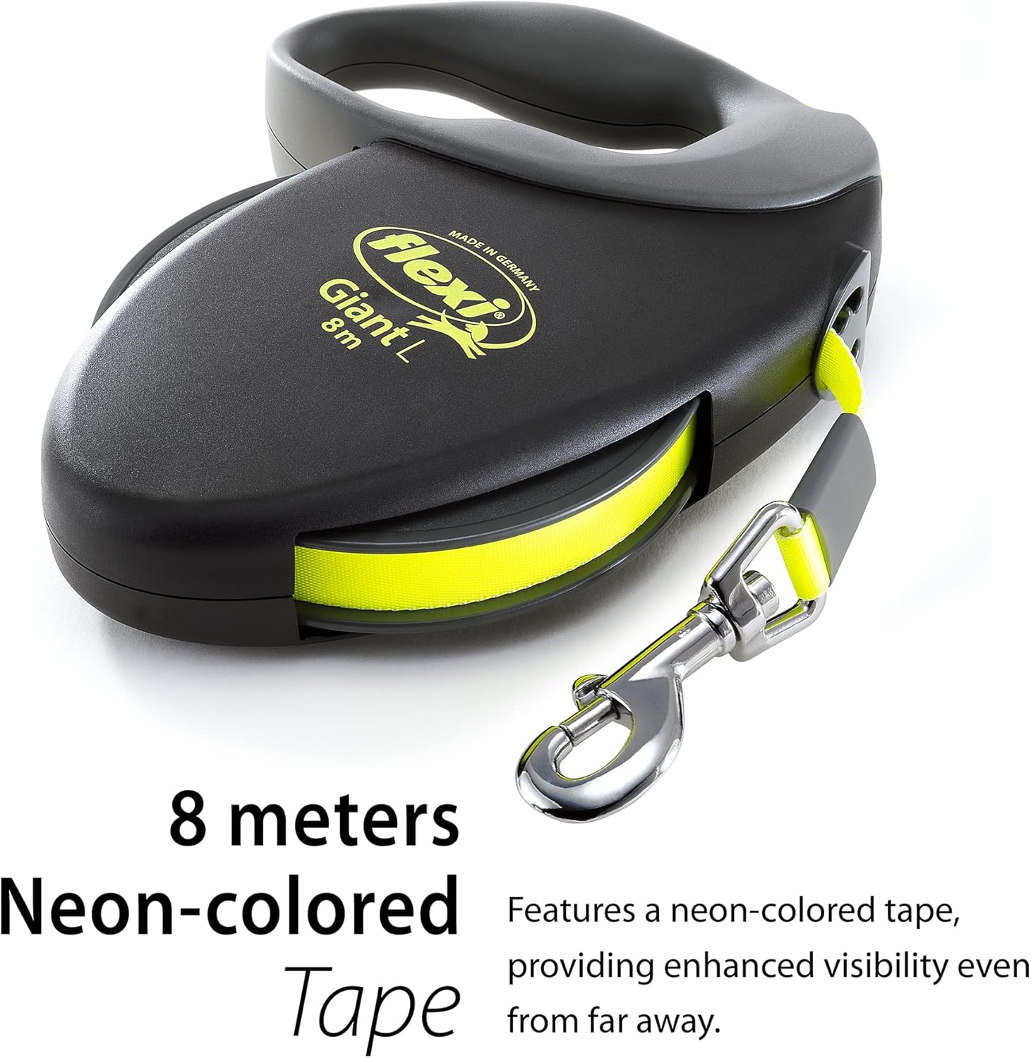 Flexi Giant Neon Tape Black Large 8m Retractable | PetNestUK