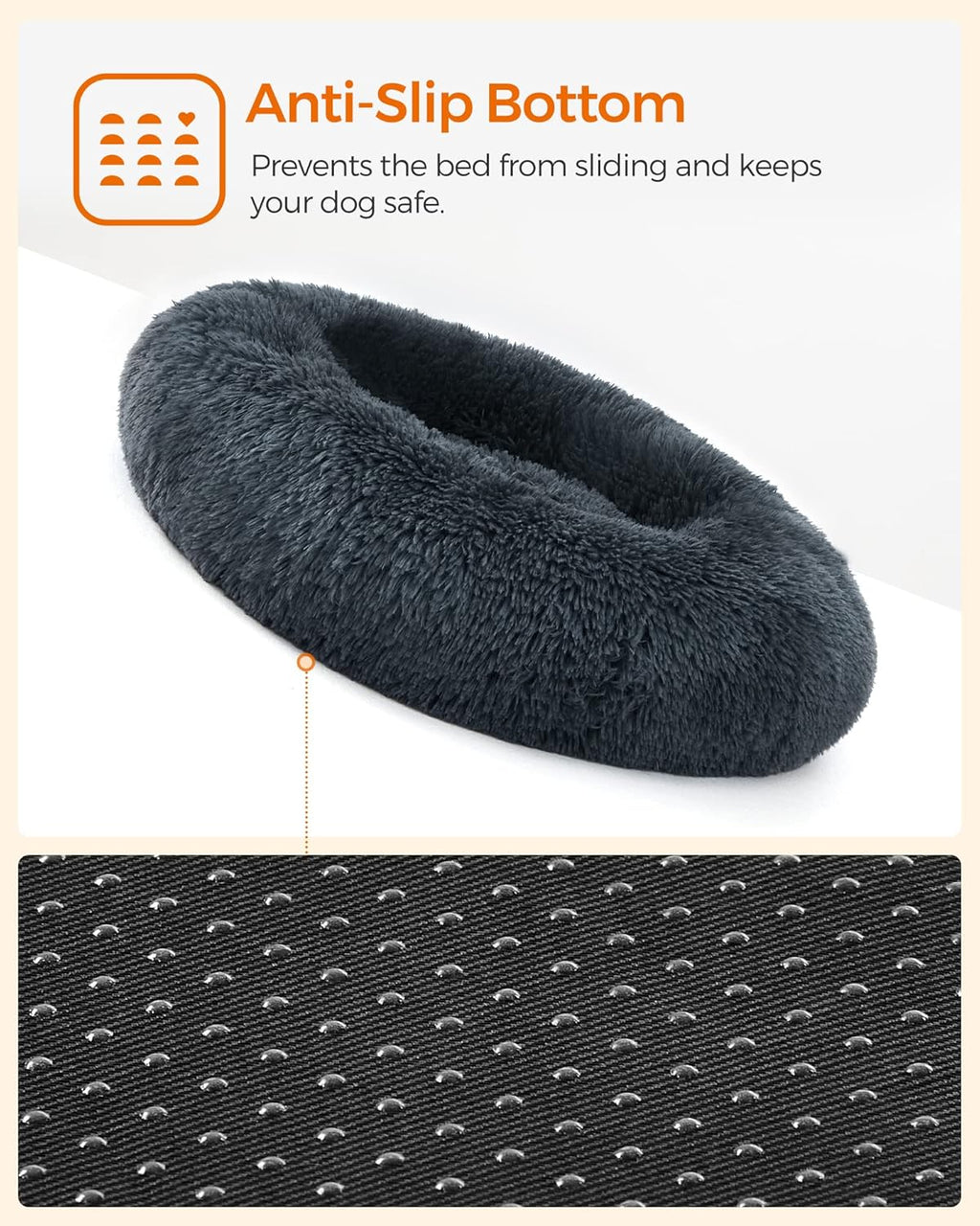 Feandrea Dog Bed, Donut Cat Bed, Fluffy Calming | PetNestUK