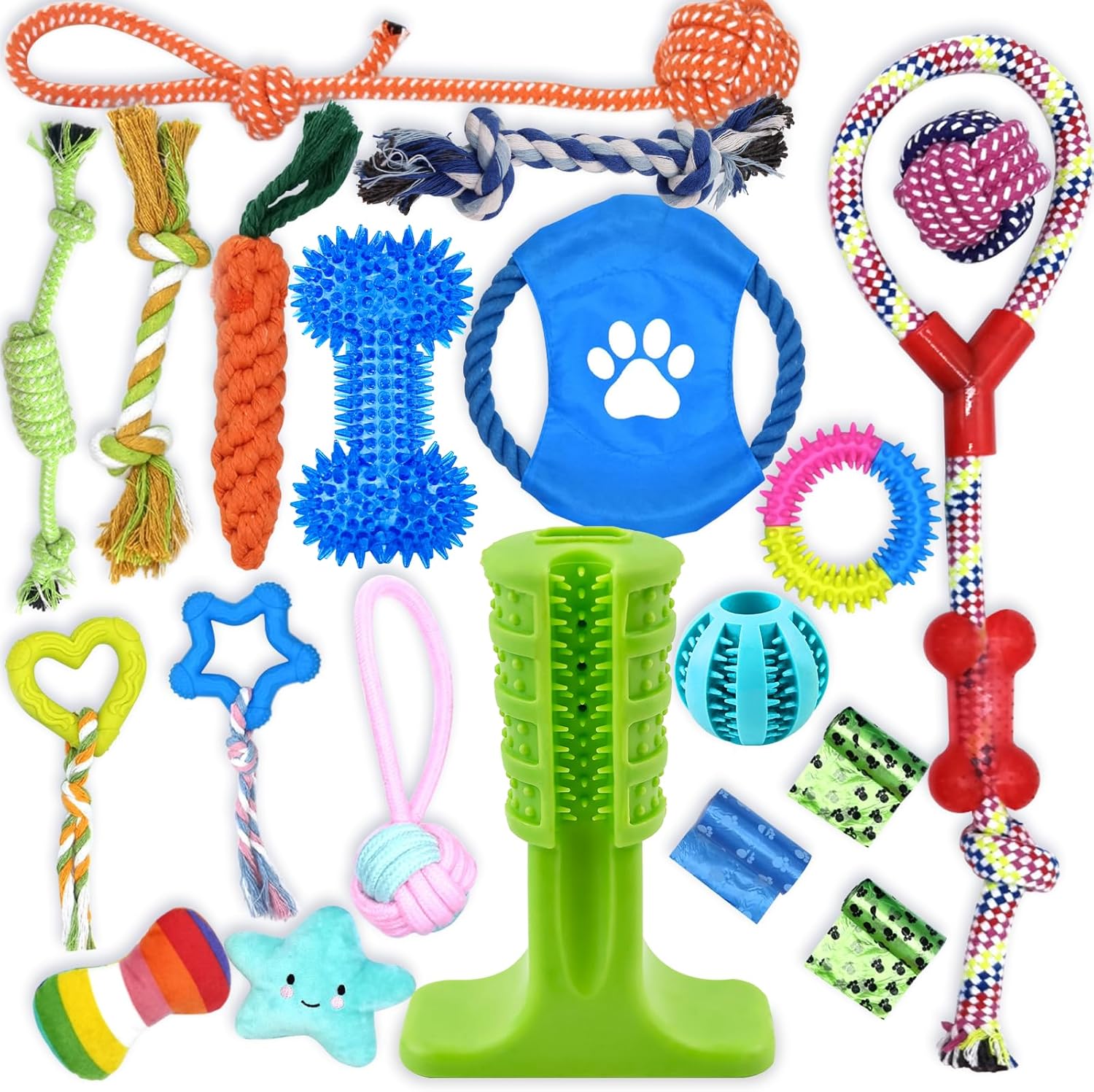 Leipple 20 Pack Luxury Dog Chew Toys for Puppy, | PetNestUK