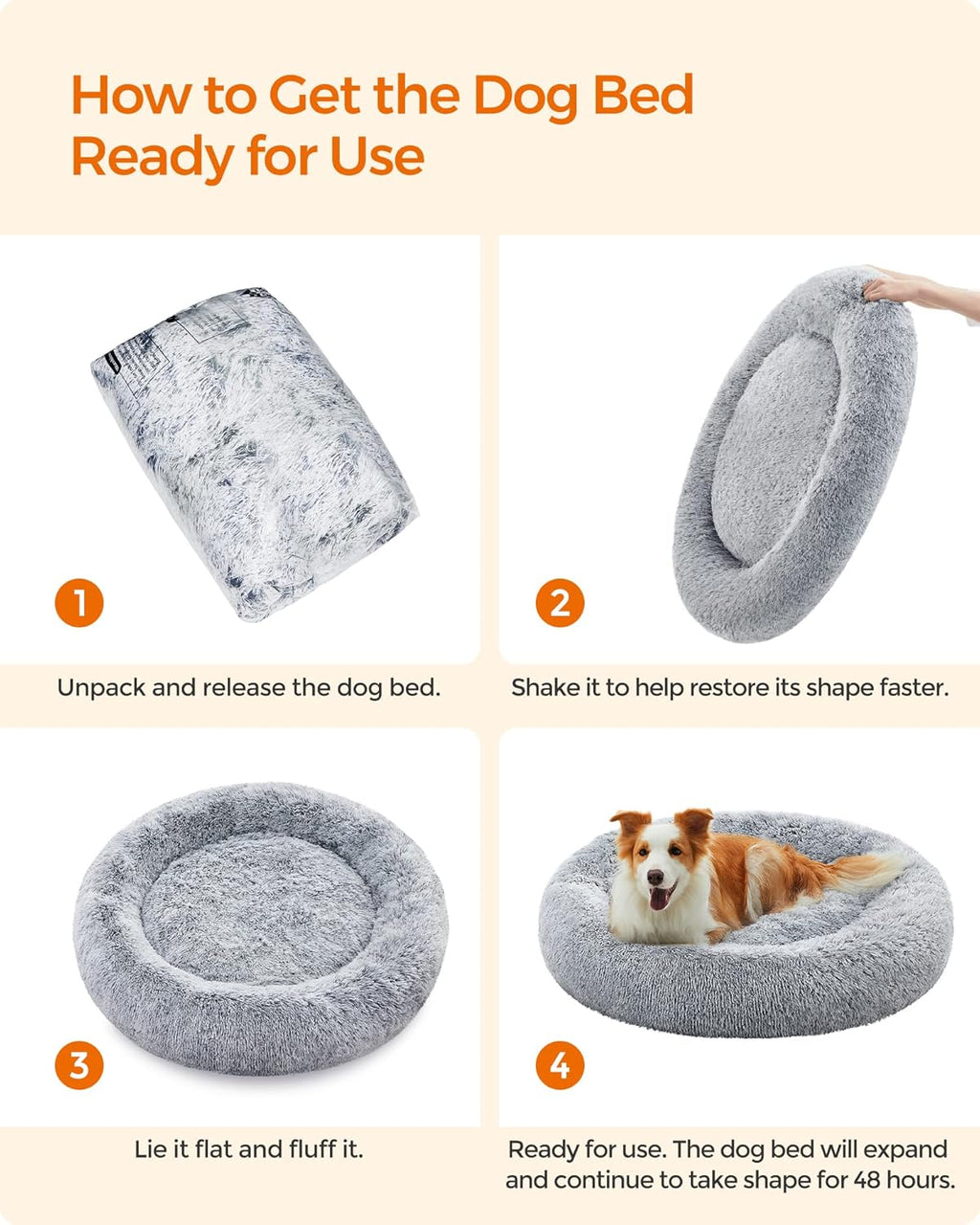 Feandrea Plush Donut Pet Bed