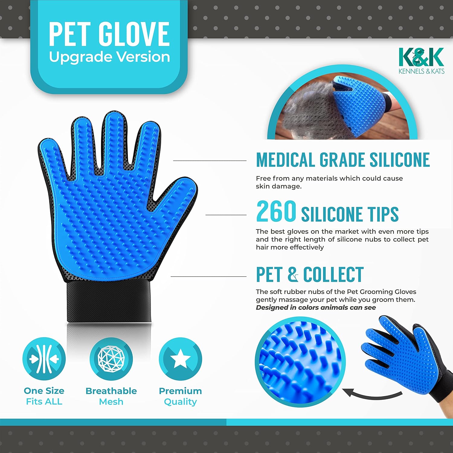 KENNELS & KATS Pet Grooming Glove | PetNestUK