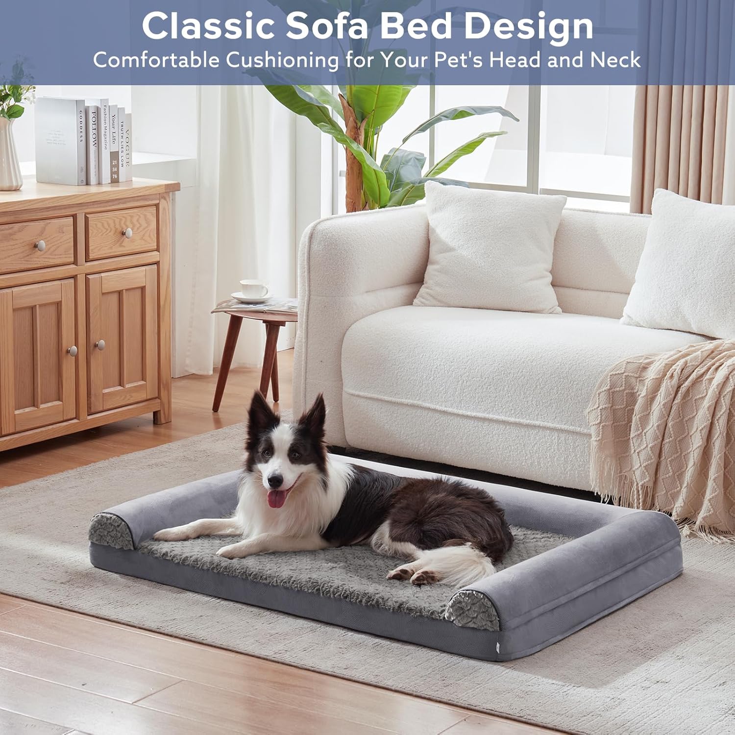 FURTIME Large Dog Bed(89 x 64cm), Orthopedic | PetNestUK