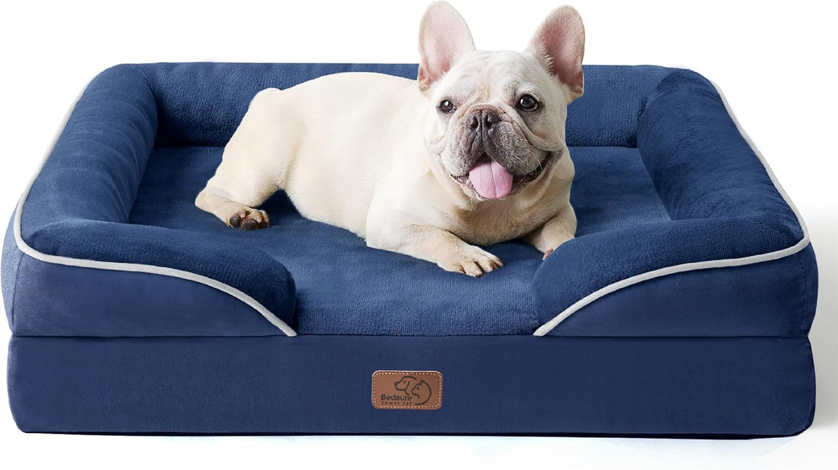 Bedsure Foam Dog Sofa Bed with Bolster Sides