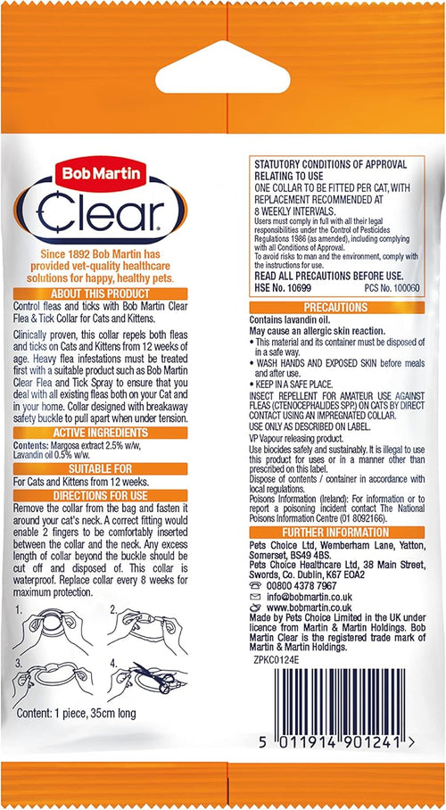 Bob Martin Clear Flea Repellent Collar for Cats | PetNestUK