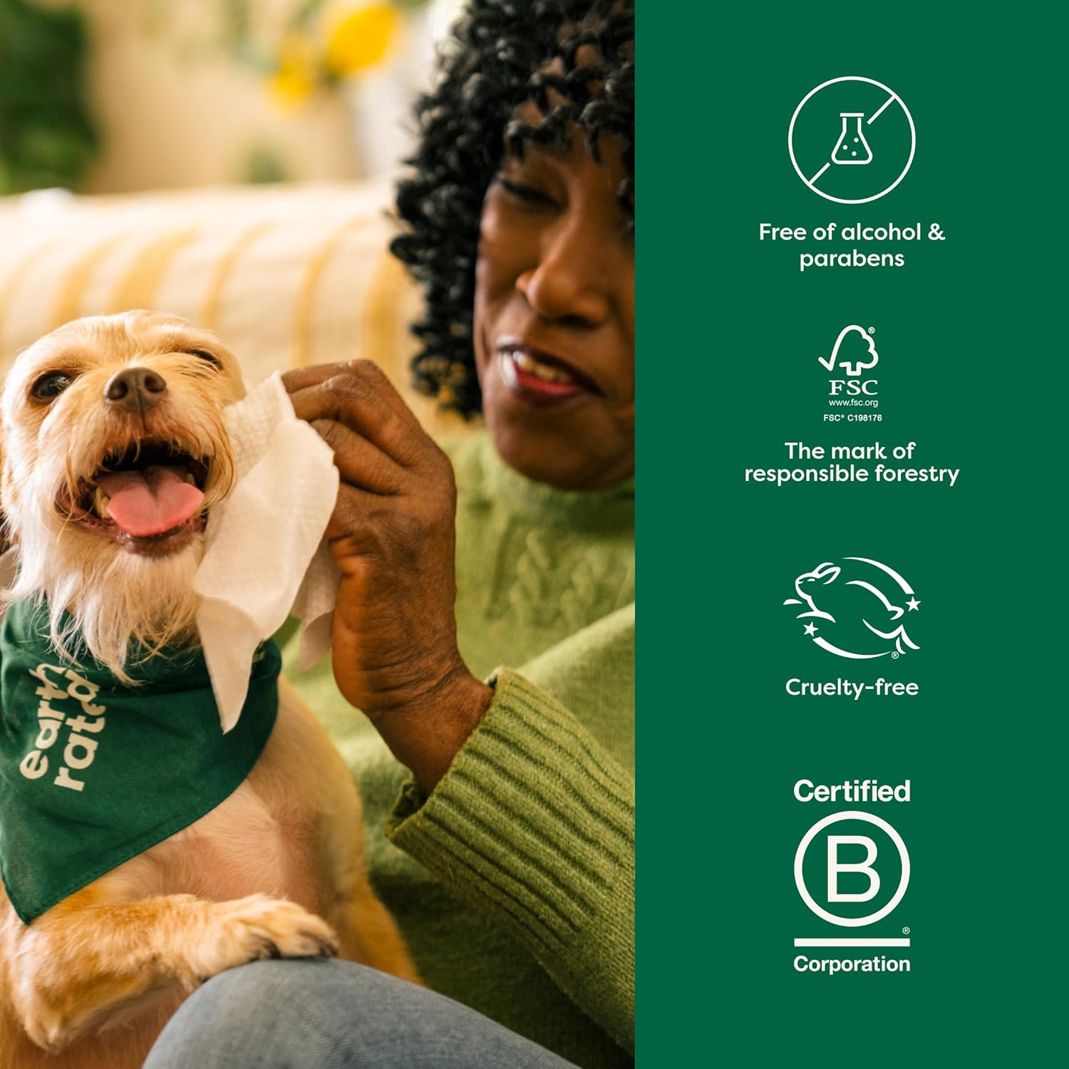 Earth Rated Hypoallergenic Dog Wipes, Cleaning | PetNestUK