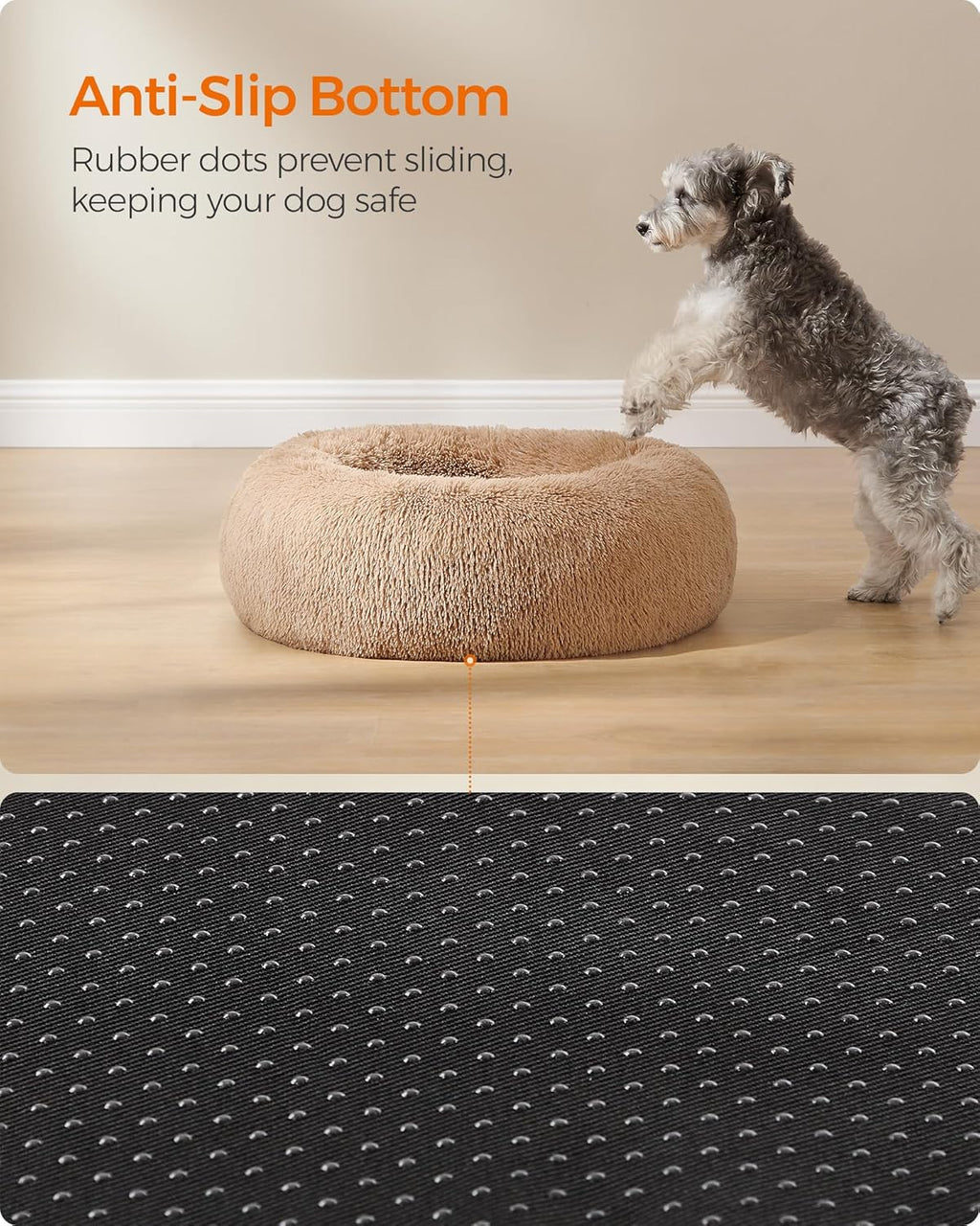 Feandrea Plush Donut Pet Bed with Centre Cushion