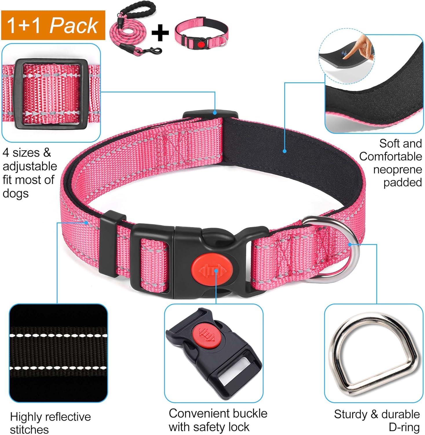haapaw Reflective Dog Collar Padded with Soft | PetNestUK