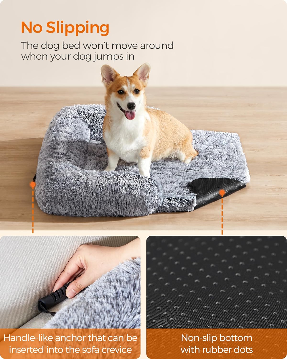 Feandrea FluffyHug Dog Sofa Bed, Dog Sofa Cover, | PetNestUK