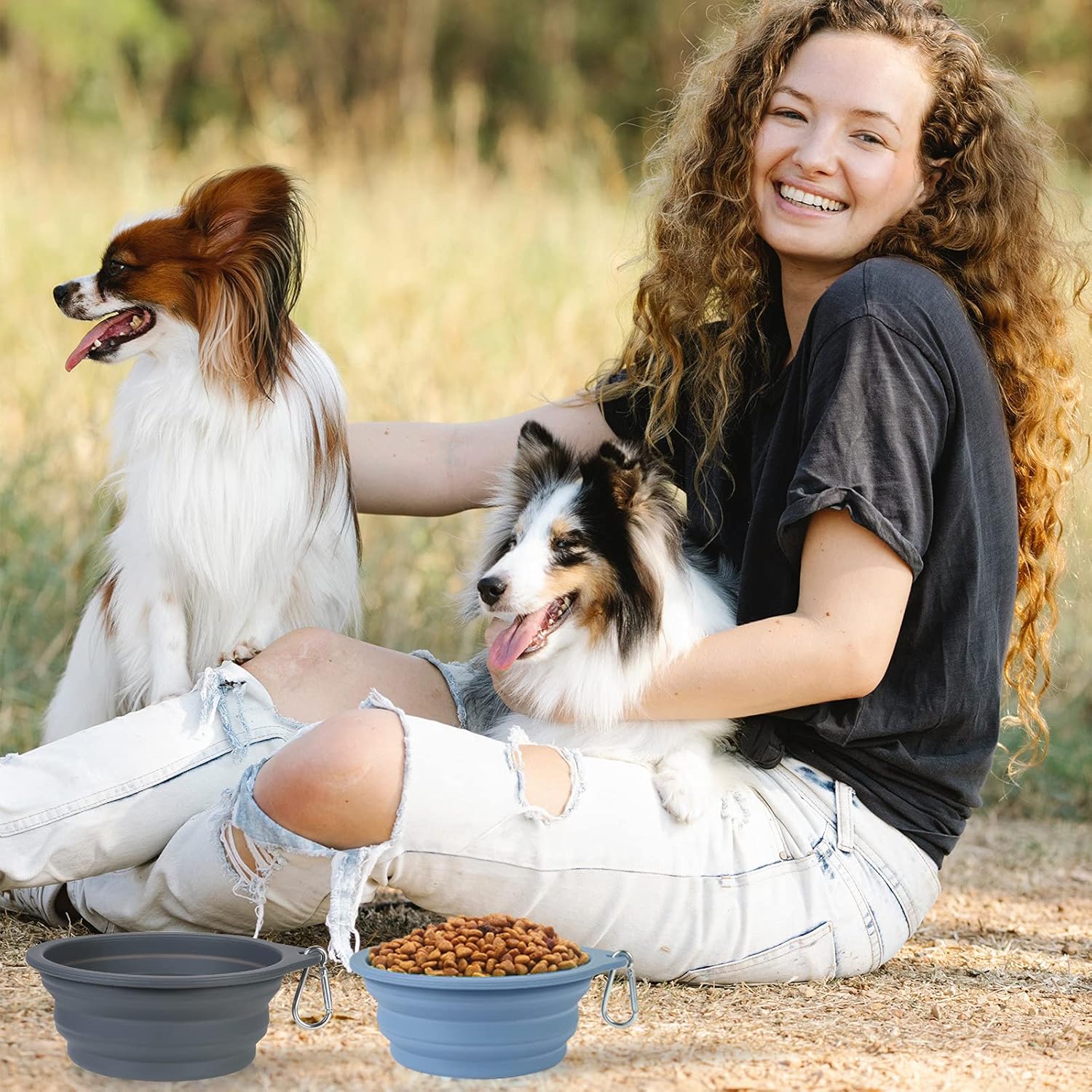 SLSON 2 Pack Dog Collapsible Bowl Large Portable | PetNestUK