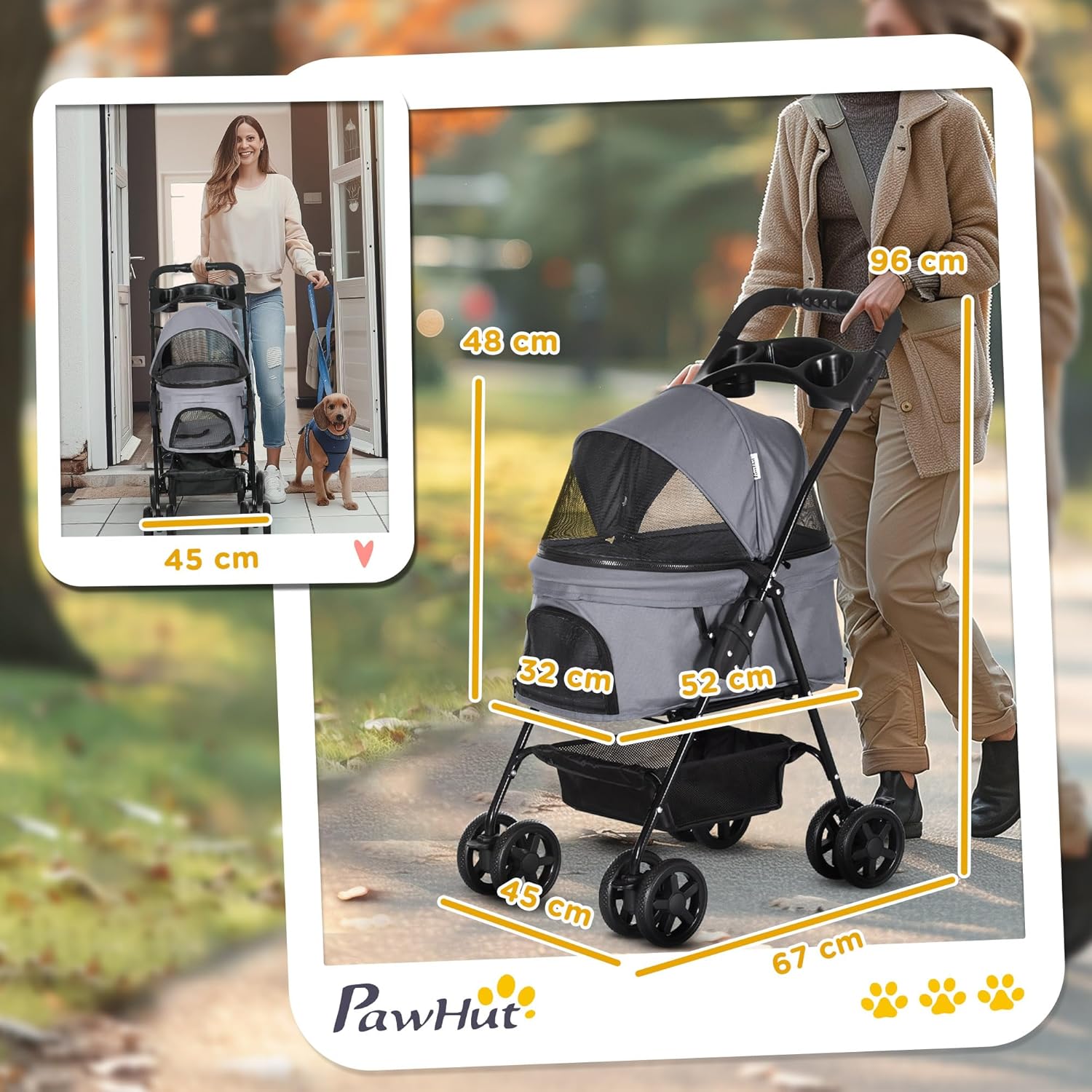 PawHut Dog Pram Dog Stroller Foldable Pet | PetNestUK