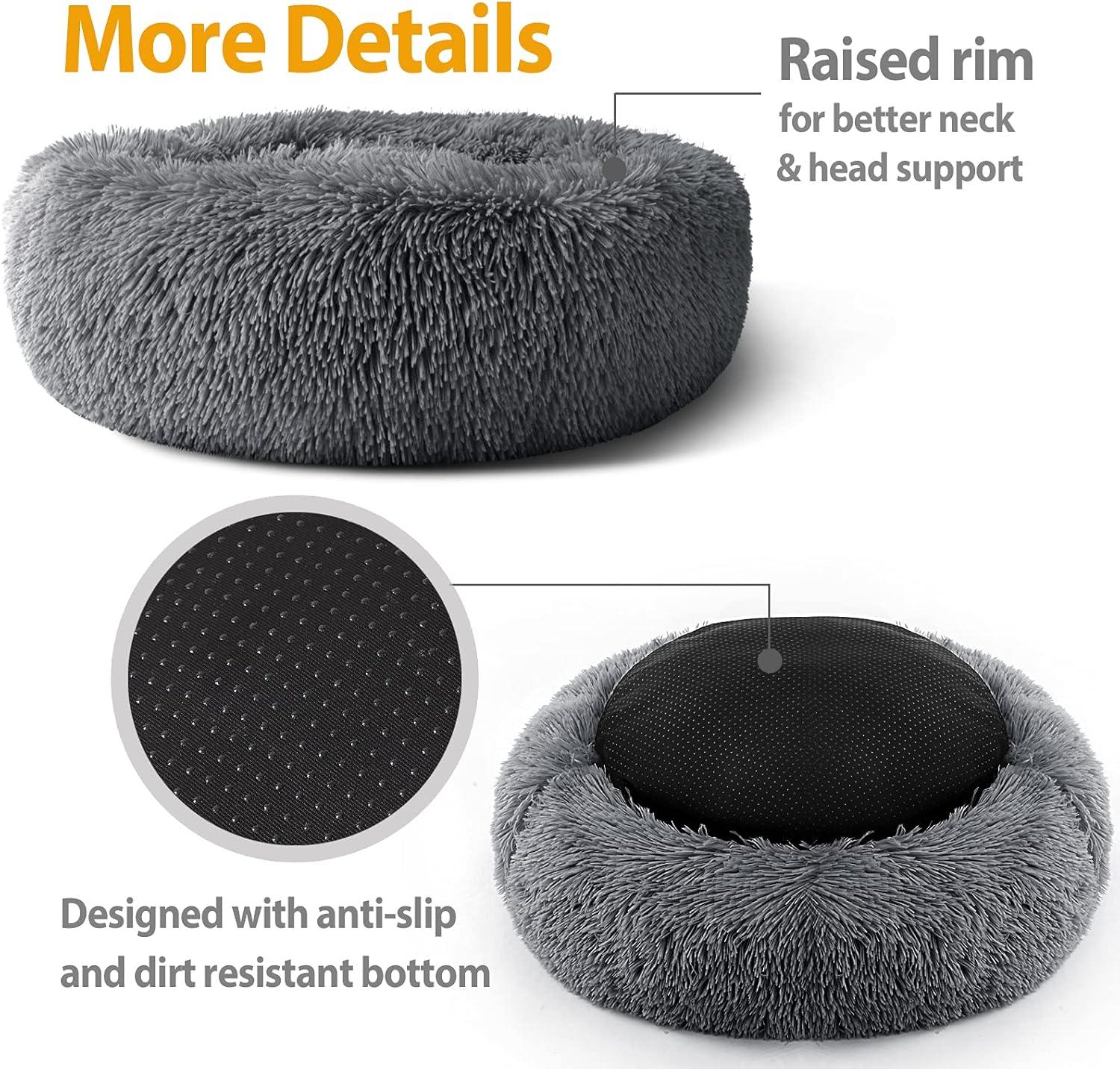 Enjamoy Plush Donut Dog Bed, Calming Round Dog | PetNestUK