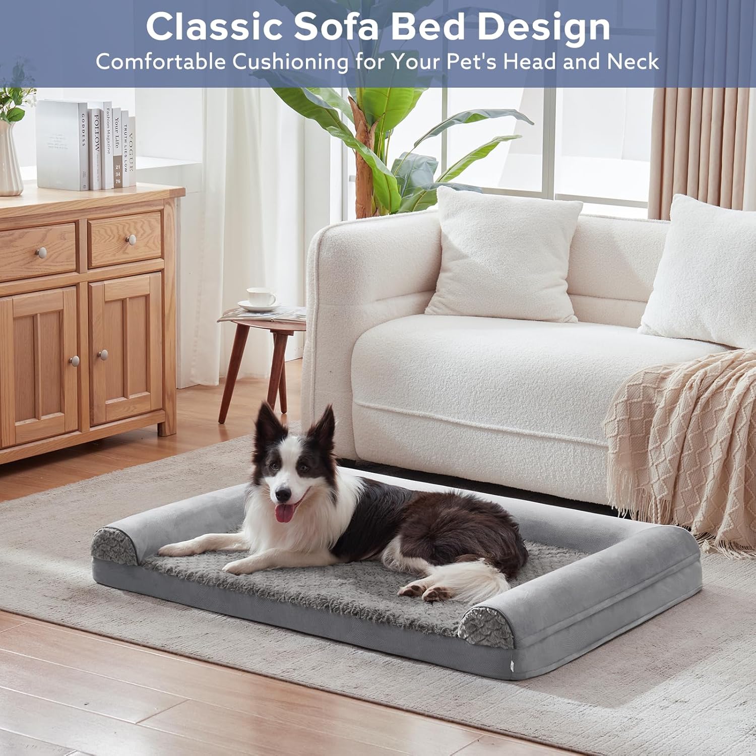 FURTIME Large Dog Bed(89 x 64cm), Orthopedic | PetNestUK