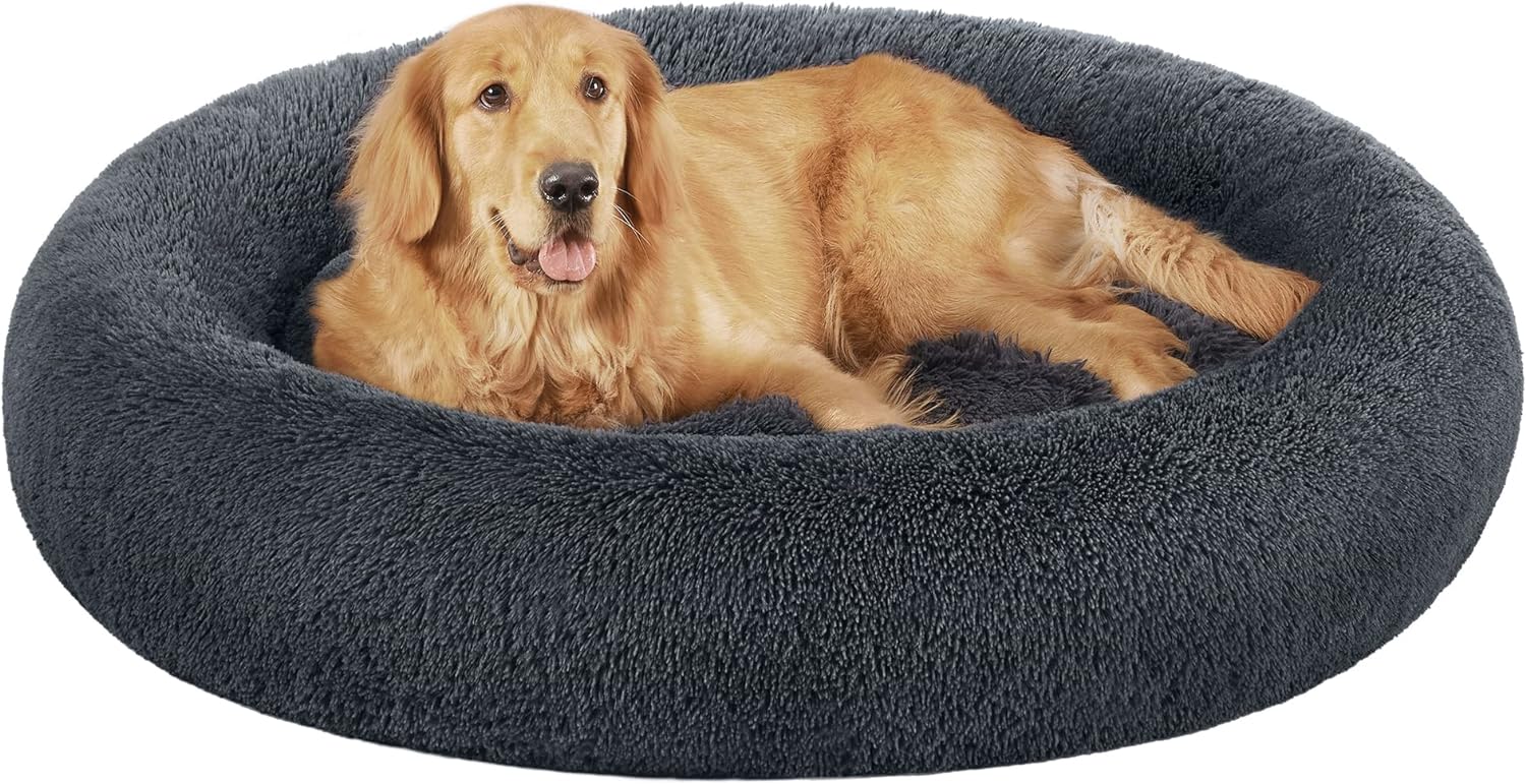 Feandrea Dog Bed, Donut Cat Bed, Fluffy Calming | PetNestUK