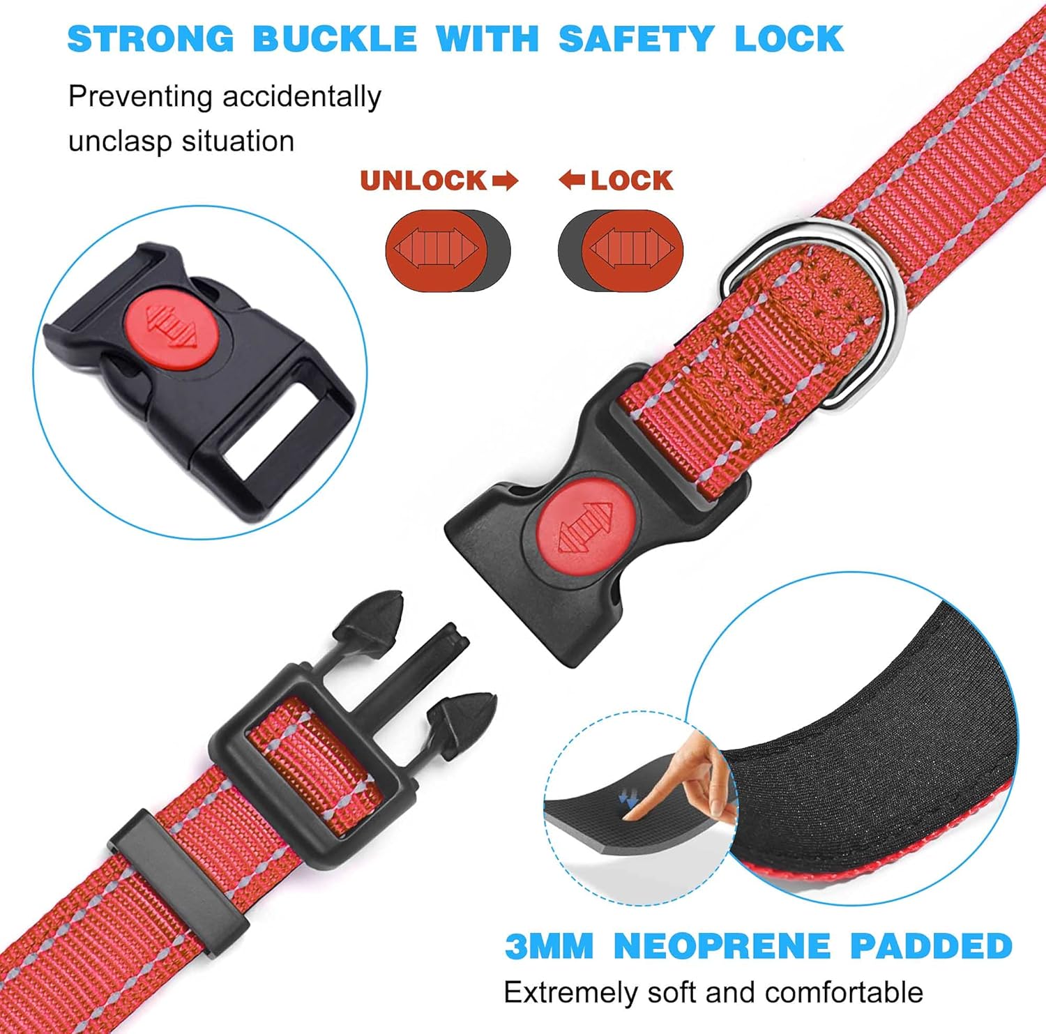 haapaw Reflective Dog Collar Padded with Soft | PetNestUK