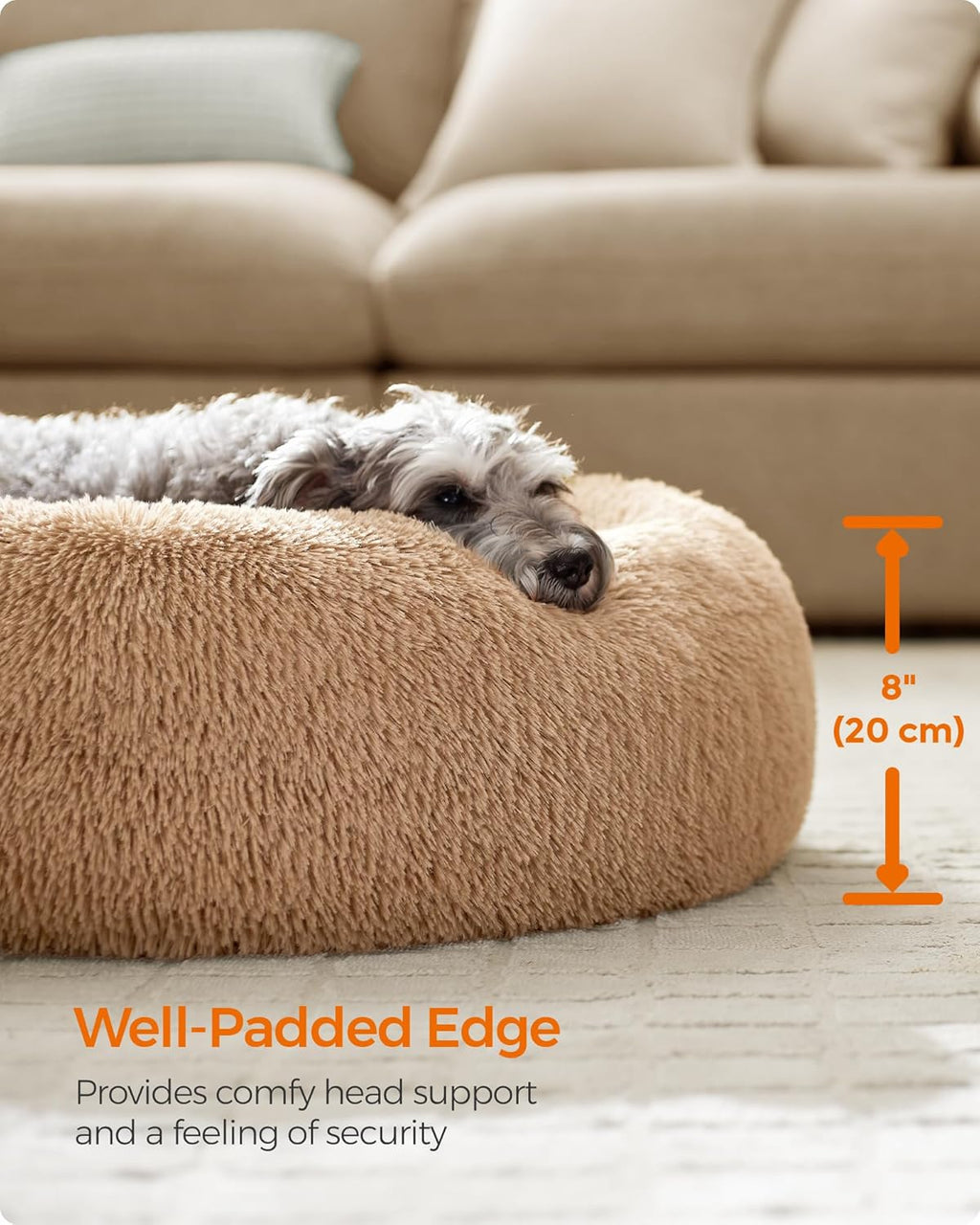 Feandrea Plush Donut Pet Bed with Centre Cushion
