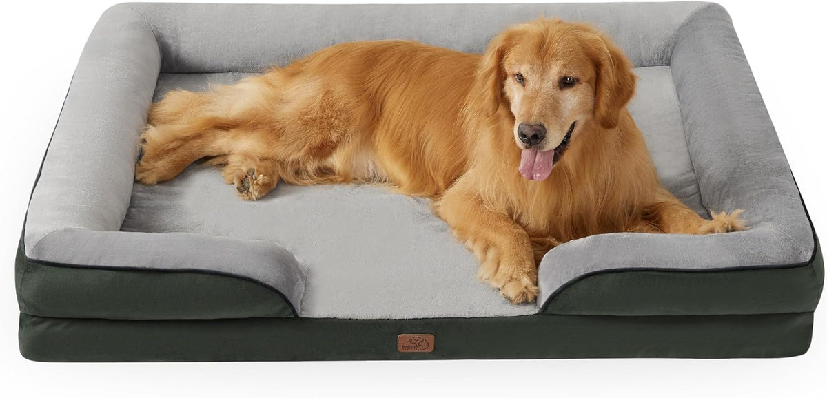 Bedsure Foam Dog Sofa Bed with Bolster Sides