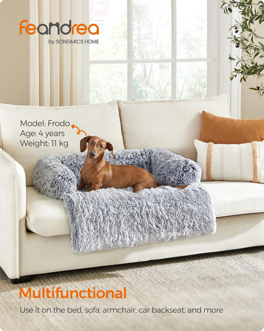Feandrea FluffyHug Dog Sofa Bed, Dog Sofa Cover, | PetNestUK
