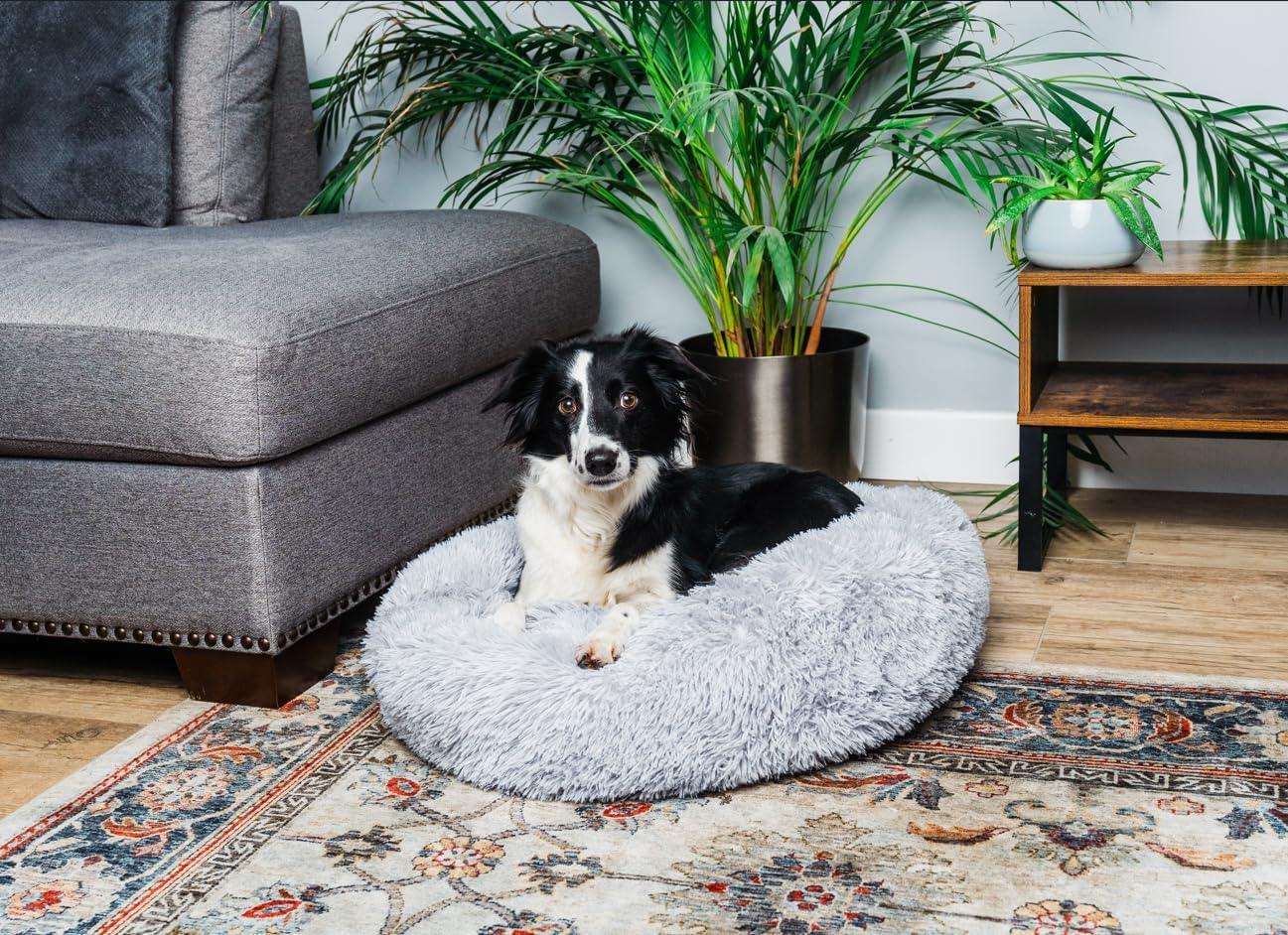 Woof & Whiskers Donut Beds For Dogs Grey Dog Bed | PetNestUK