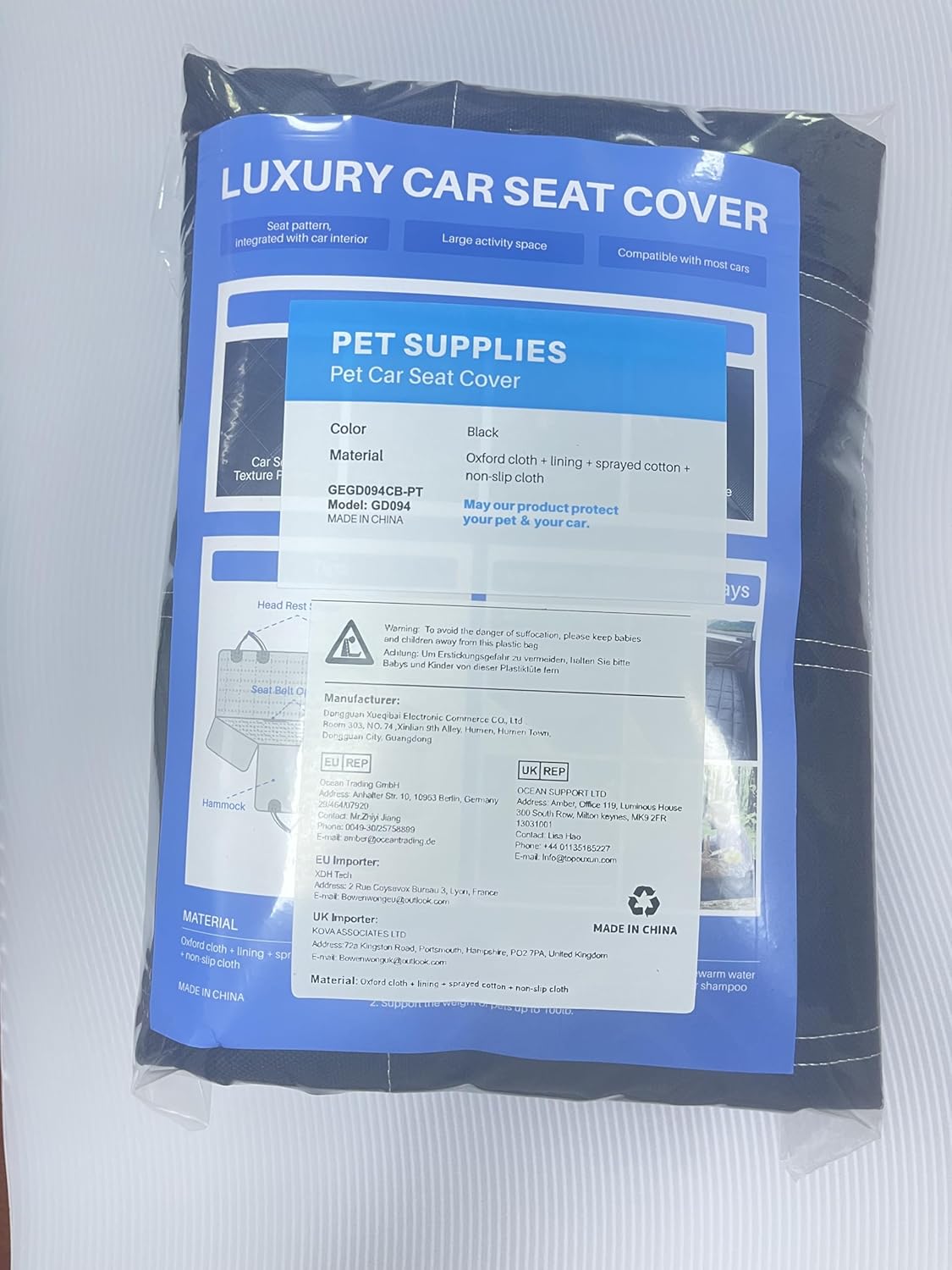 Hopidogie Dog Car Seat Cover 4-in-1, 100% | PetNestUK