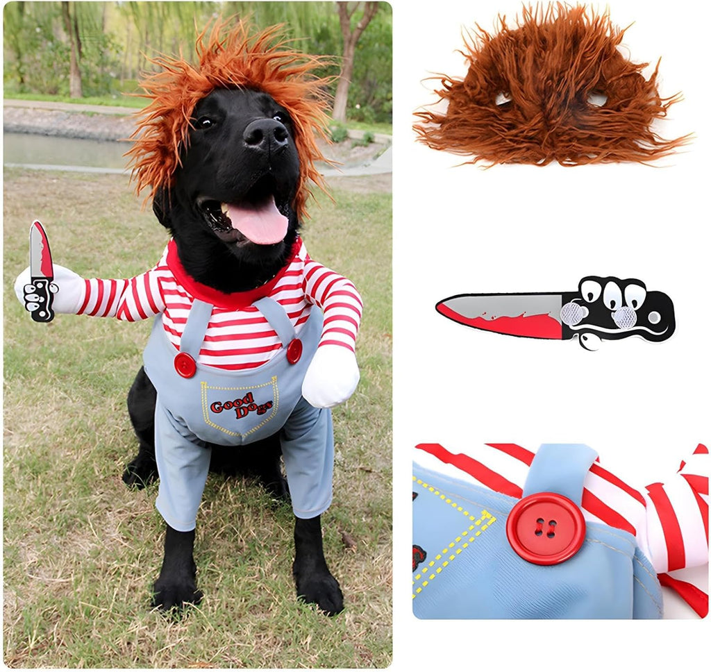 DELIFUR Dog Chucky Costume Pet Halloween Clothes | PetNestUK