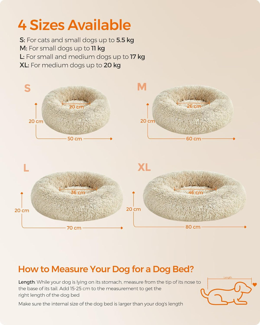 Feandrea Plush Donut Pet Bed