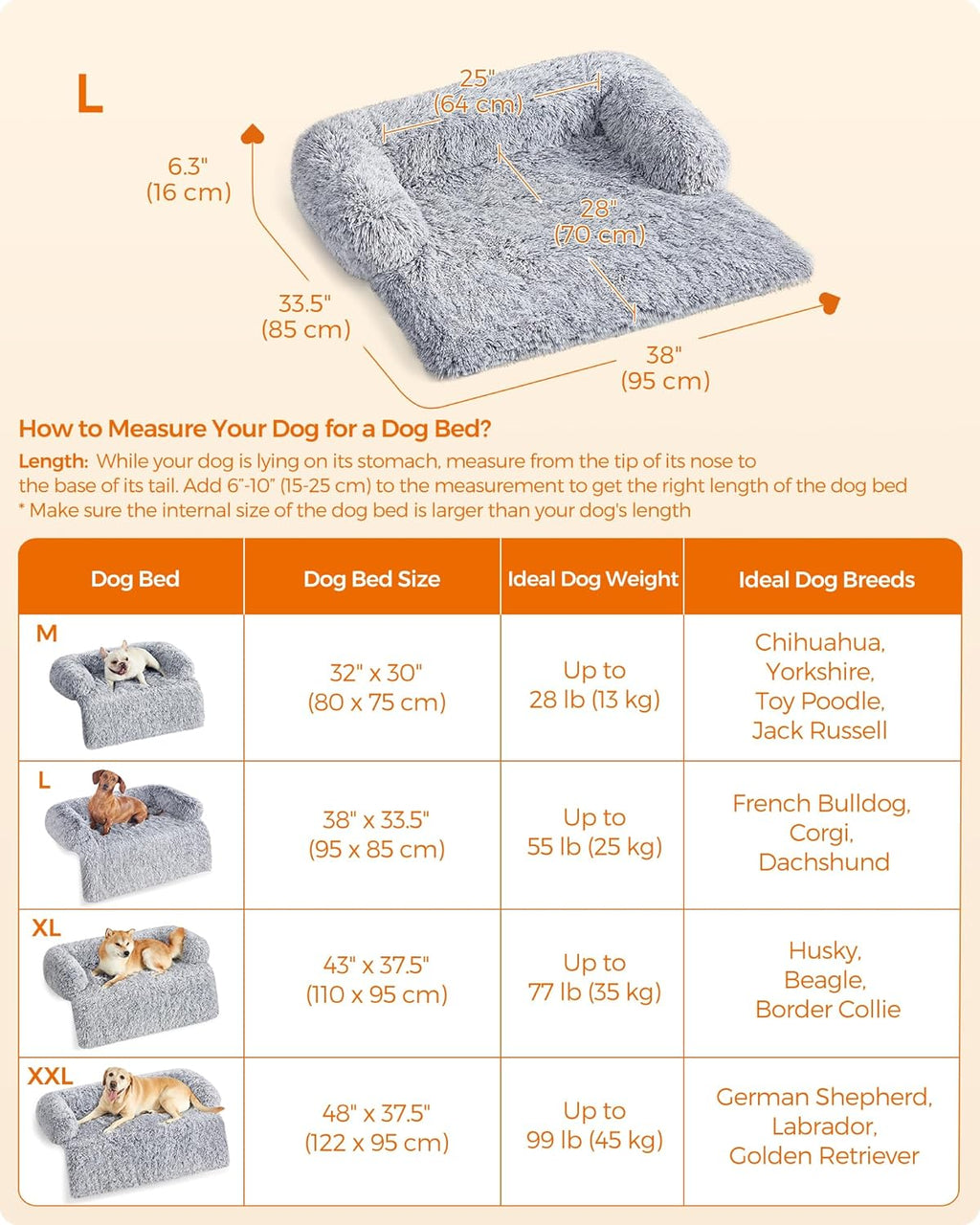 Feandrea FluffyHug Dog Sofa Bed, Dog Sofa Cover, | PetNestUK