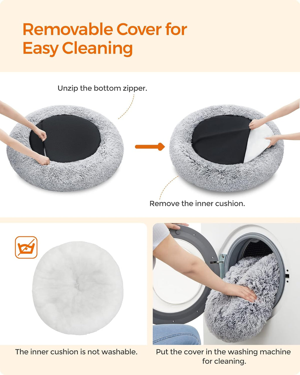 Feandrea Plush Donut Pet Bed