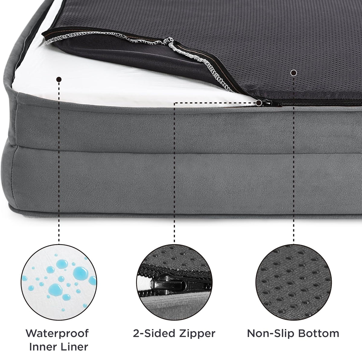 Bedsure Foam Dog Sofa Bed with Bolster Sides