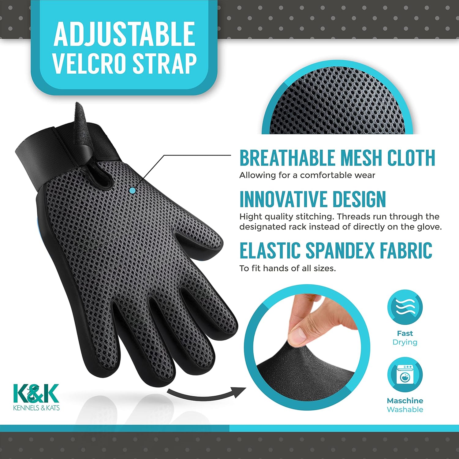 KENNELS & KATS Pet Grooming Glove | PetNestUK
