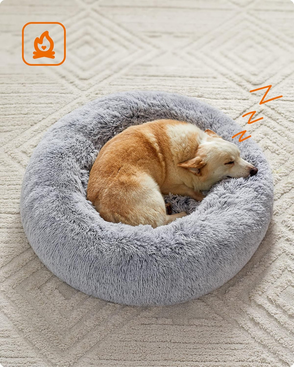 Feandrea Plush Donut Pet Bed with Centre Cushion