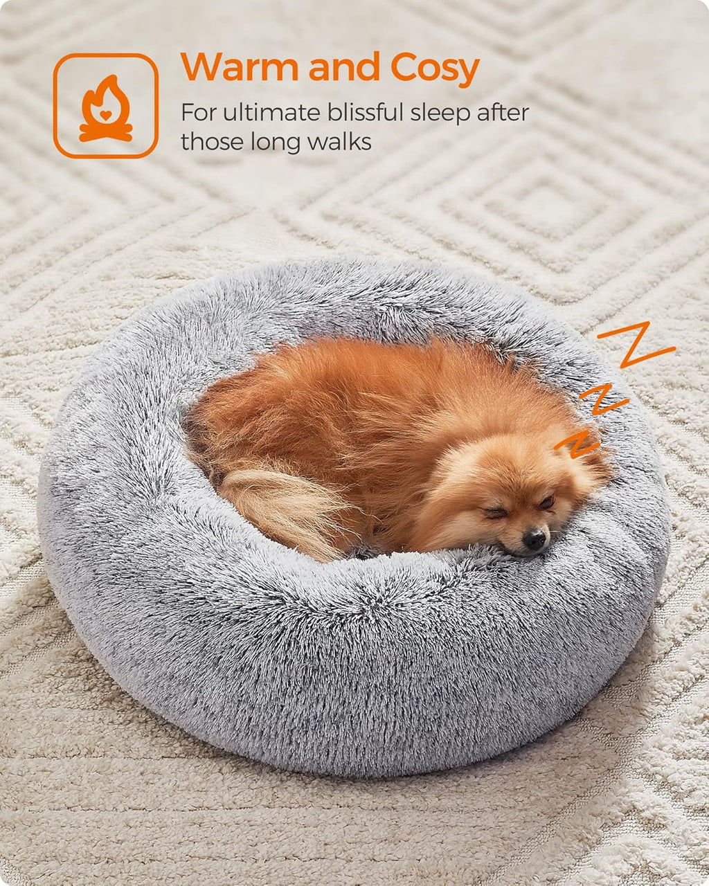 Feandrea Plush Donut Pet Bed
