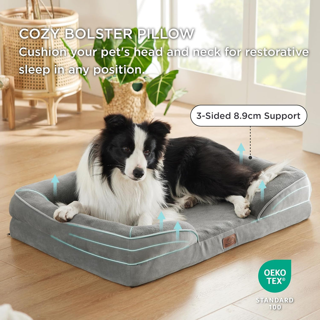 Bedsure Foam Dog Sofa Bed with Bolster Sides